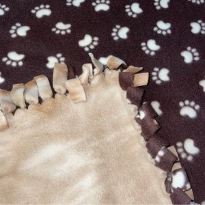 Brown Paw Print Tie Dye Tie Blanket